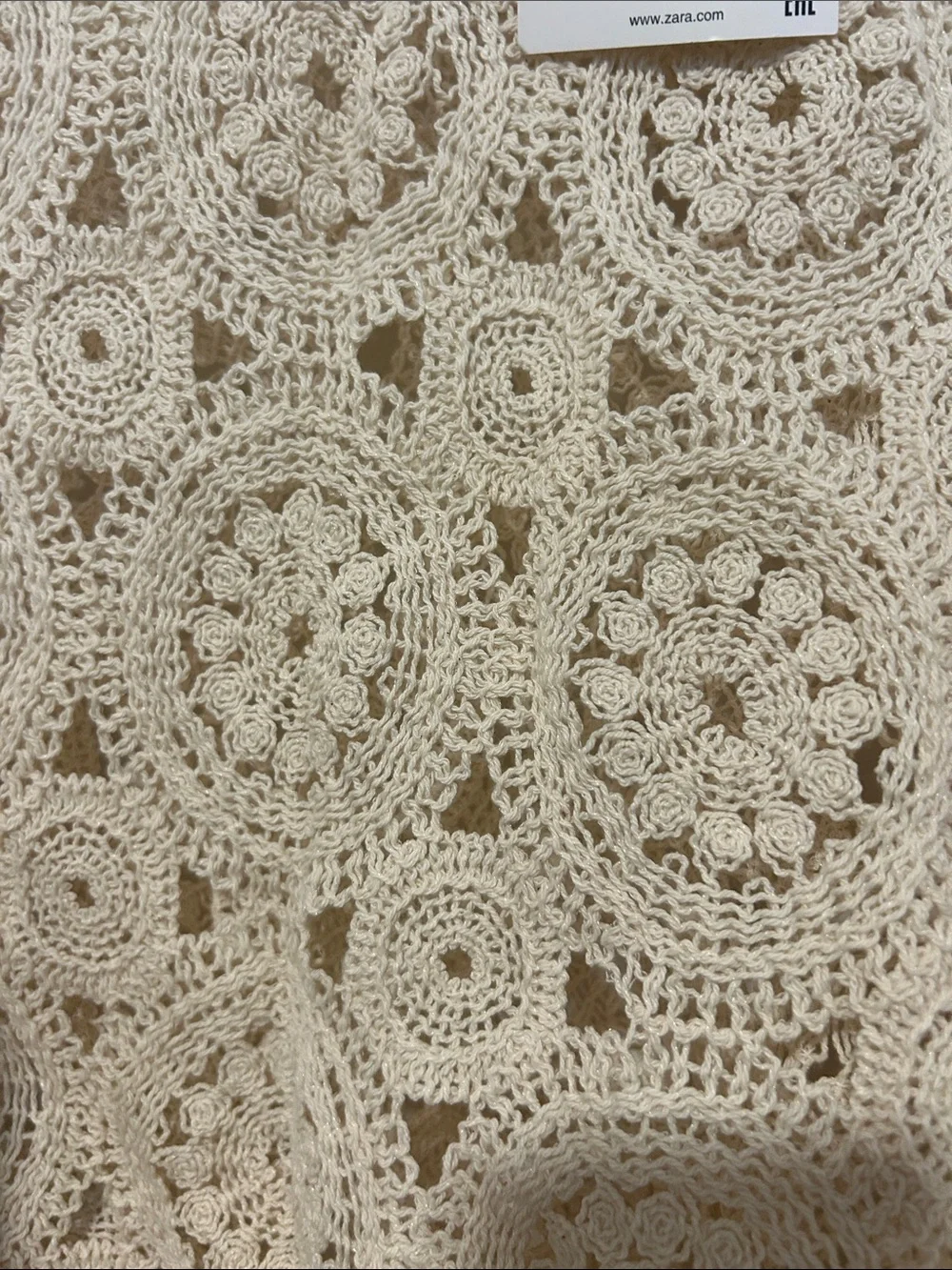 Zara Crochet Lace Balloon Sleeve Top - Beige